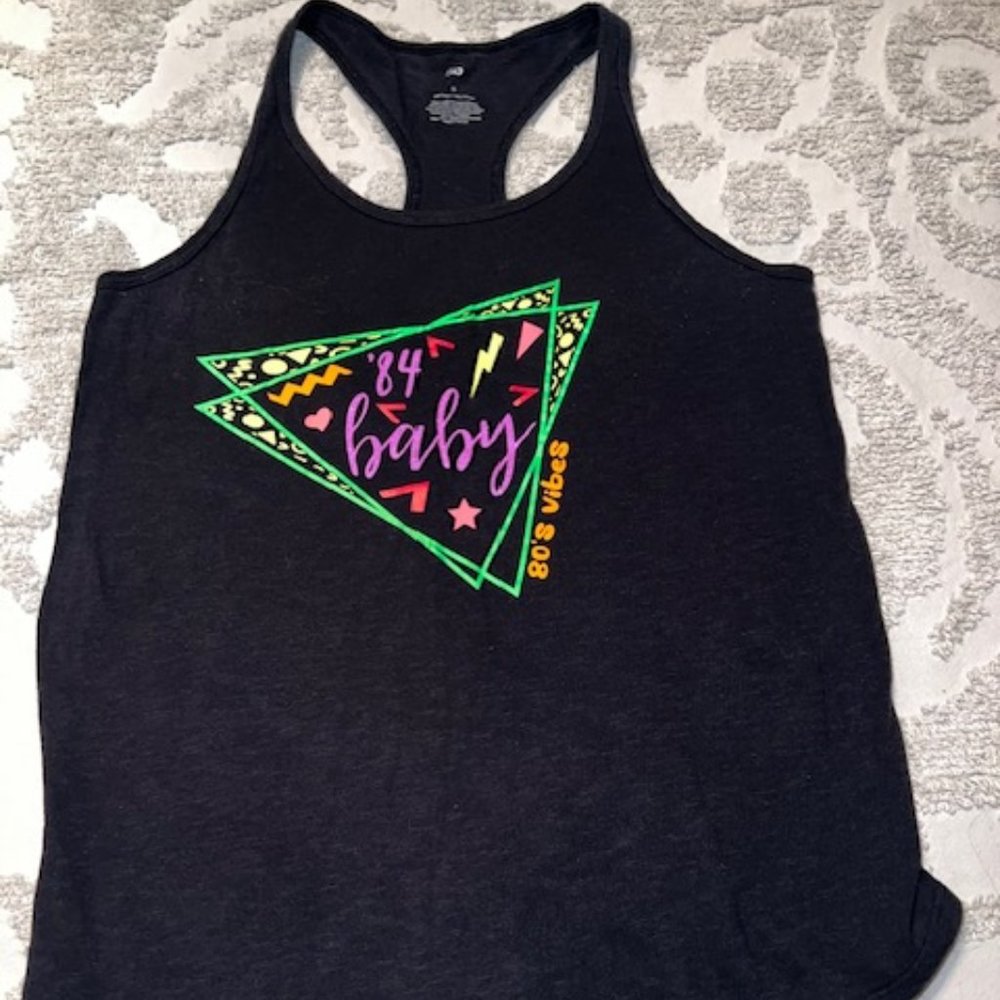 '84 baby SO black racerback tank